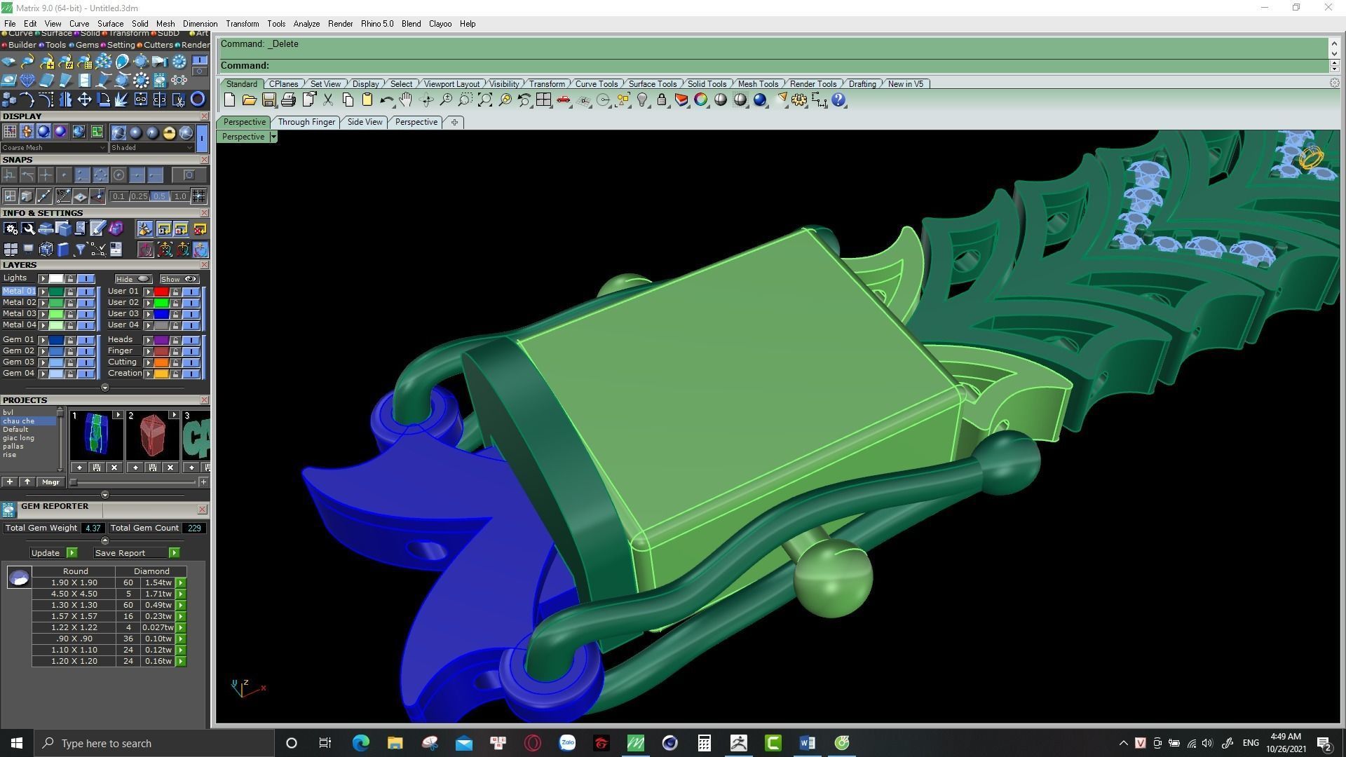 cuban chain or necklace diamond 3D print model_10