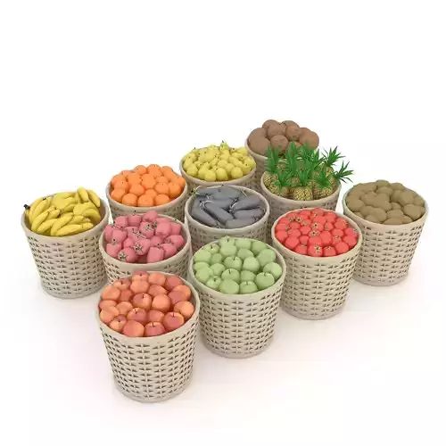 basket fruit and vegetable market sale 3D model