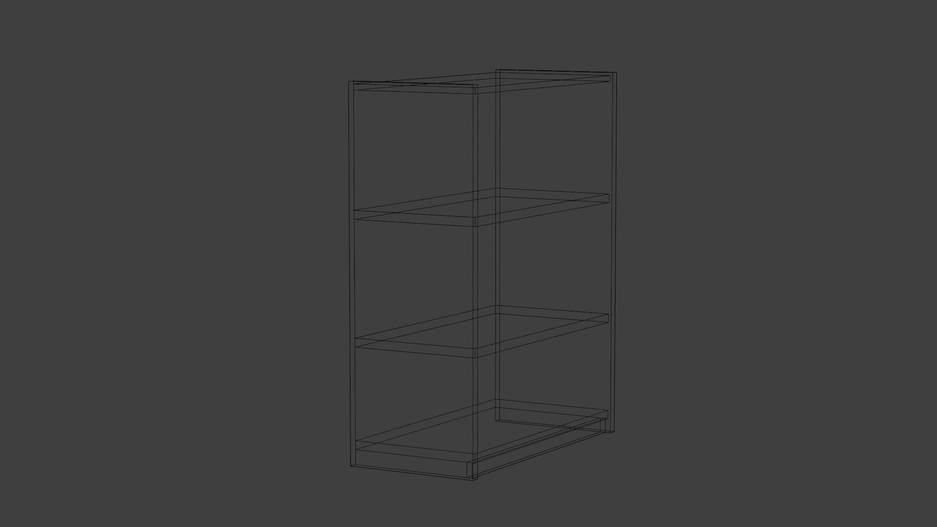 Short White Bookshelf Low-poly 3D model_4