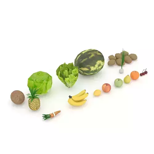 3D mixed fruit and vegetable varieties model Low-poly 3D model