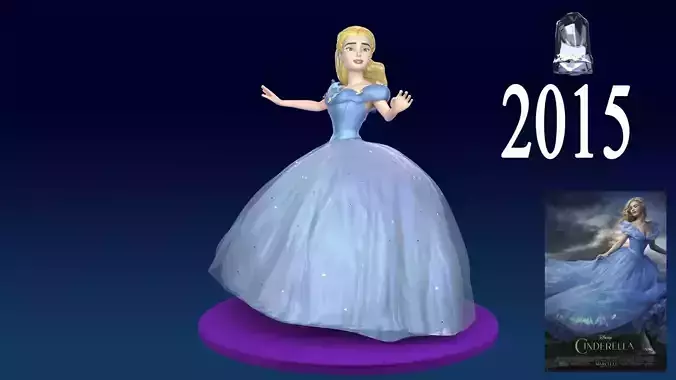Cinderella 2015 low-poly 3D model rigging-friendly