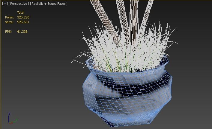 4 palms   vase   grass 3D model_9