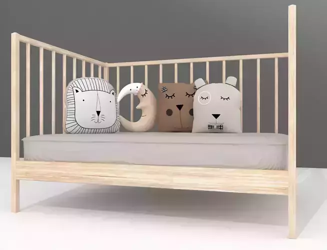 baby cradle with  lion moon pillows