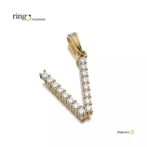 Letter Pendant Tennis V