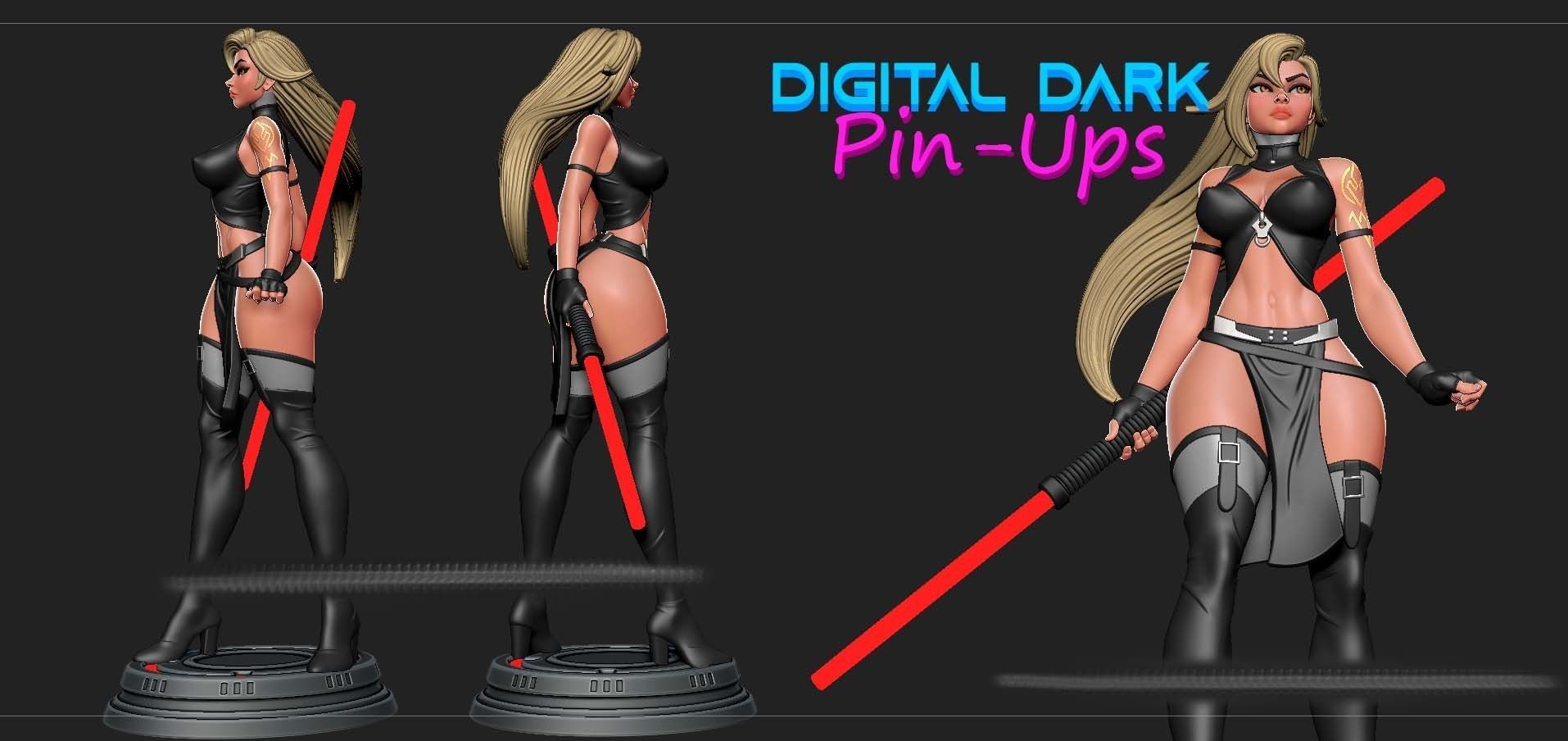 Sith Girl with NSFW version and two face options 3D print model_4
