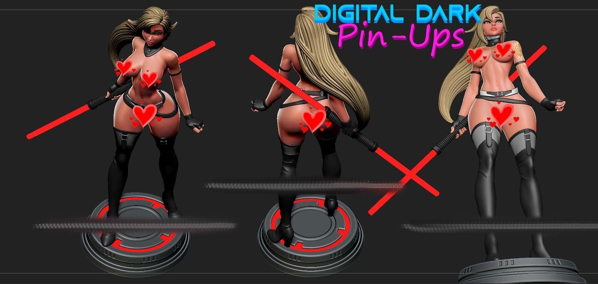 Sith Girl with NSFW version and two face options 3D print model_6