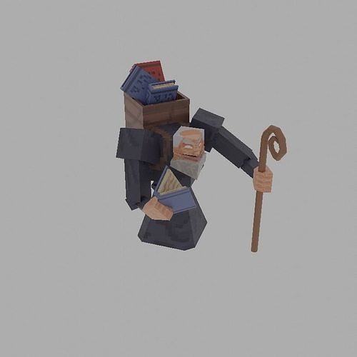 pixel style the character low-poly game ready Low-poly 3D model
