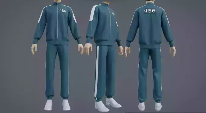Squid Game Players Uniform - 456 Male Tracksuit Costume 3D model