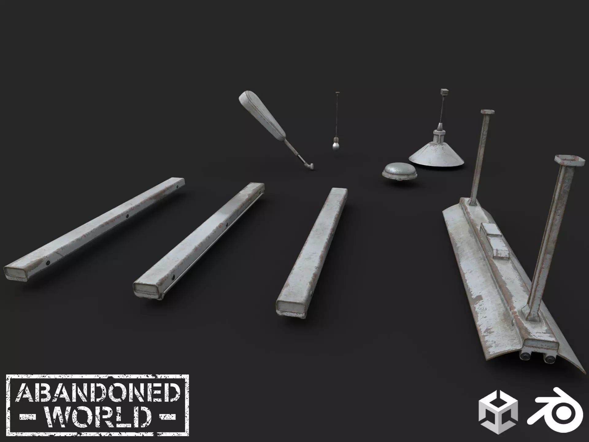 Industrial lighting Set Low-poly 3D model