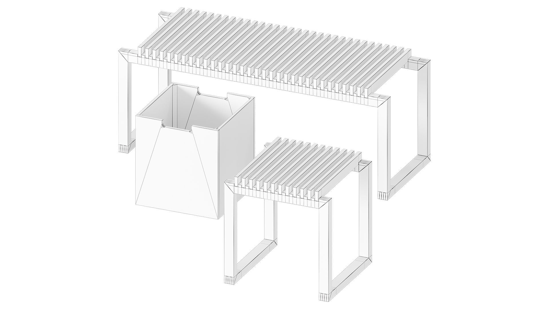 Cutter Bench Stool Design by Niels Hvass 3D model_1