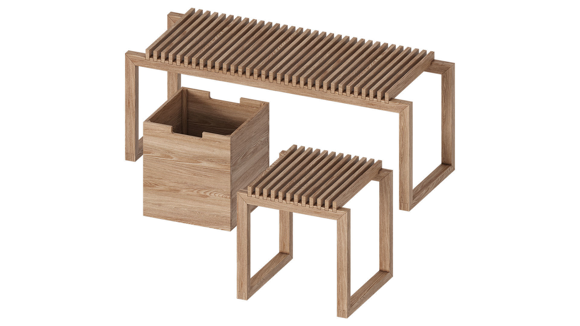 Cutter Bench Stool Design by Niels Hvass 3D model_2