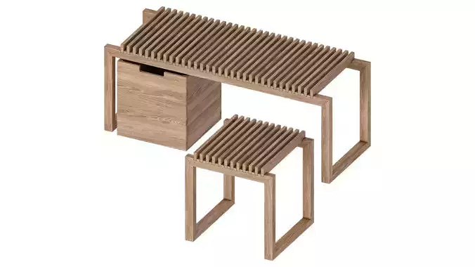 Cutter Bench Stool Design by Niels Hvass 3D model