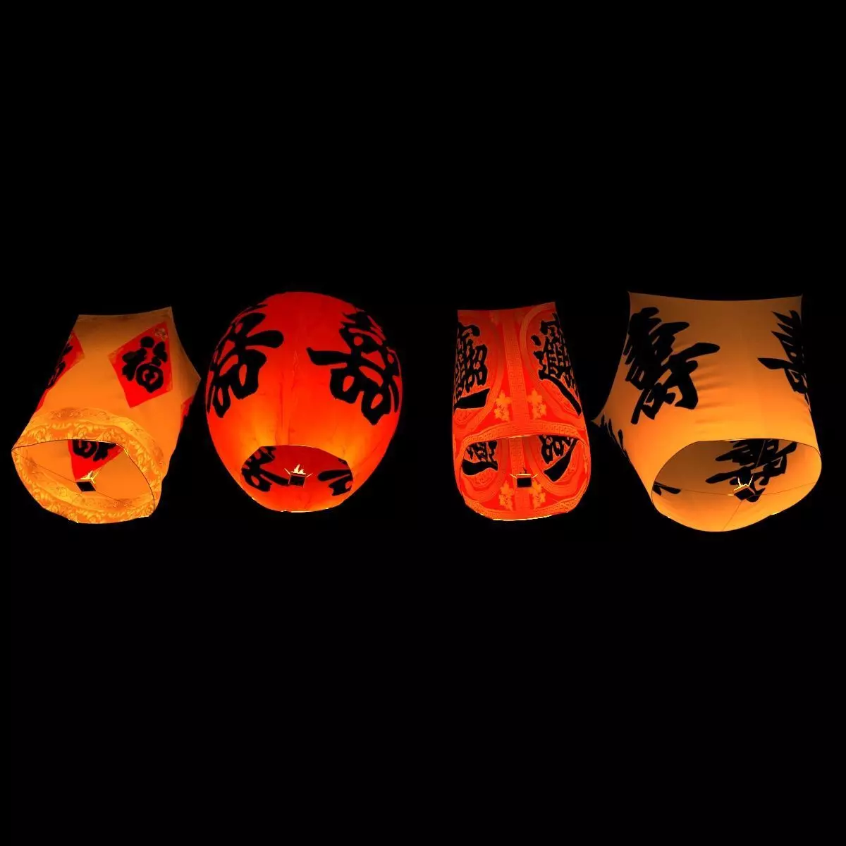 Chinese red sky lantern 3D model