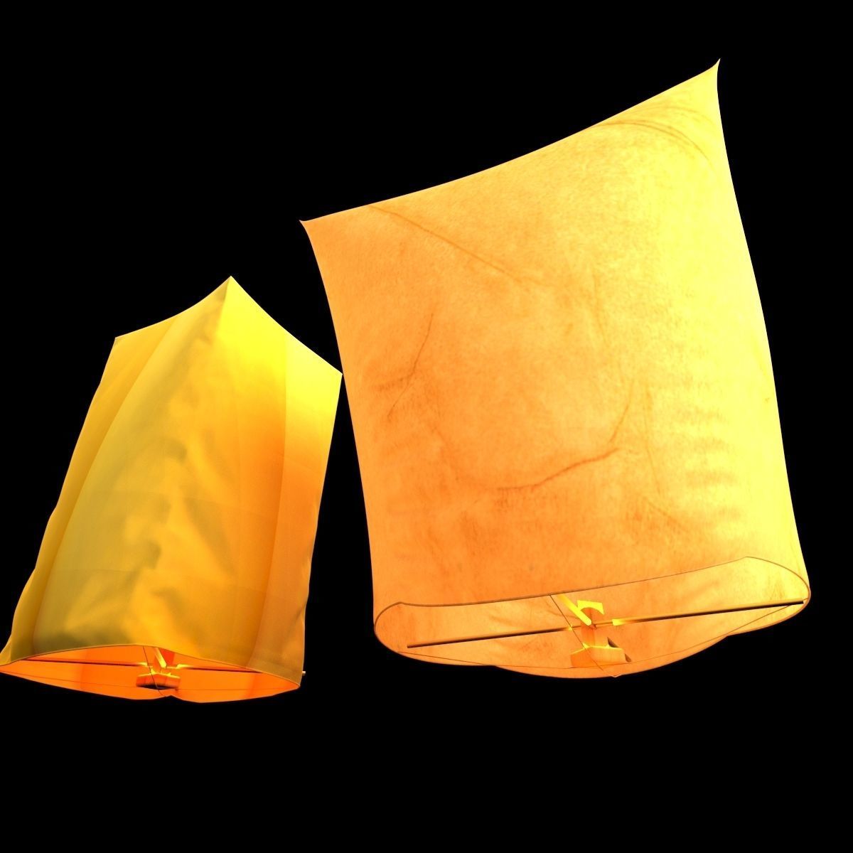 Chinese sky lantern 3D model_2