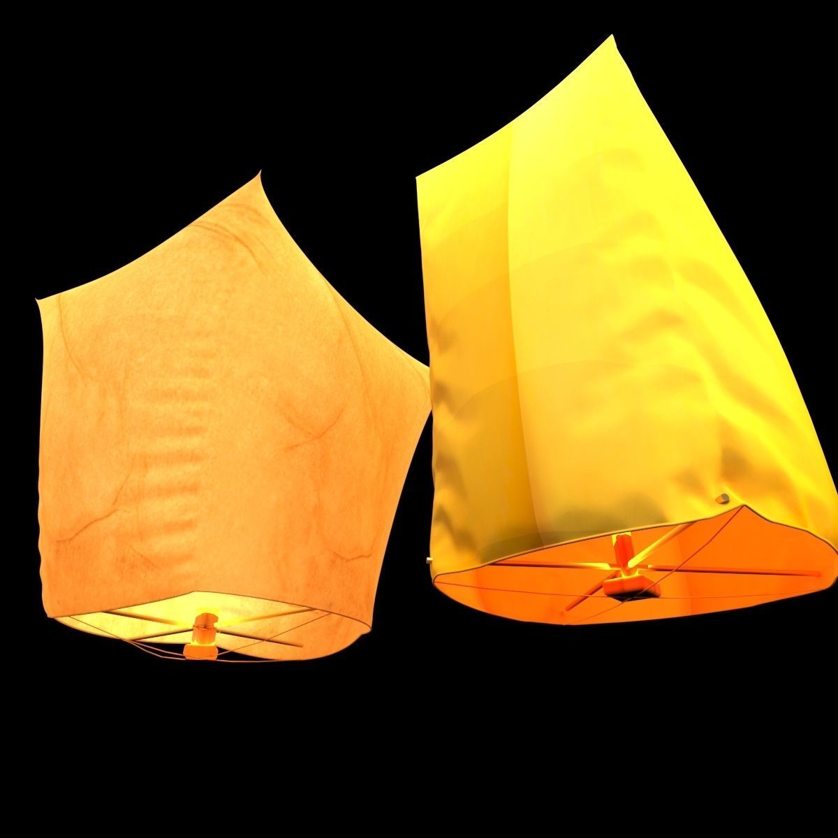 Chinese sky lantern 3D model_1
