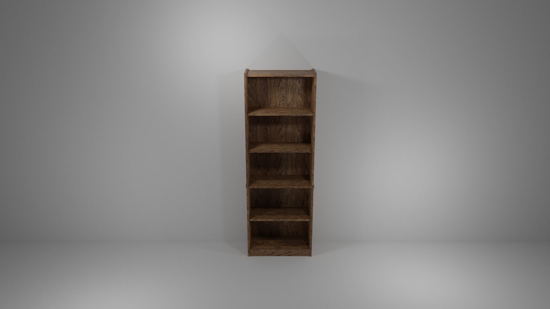 Tall Oak Bookshelf Low-poly 3D model_1