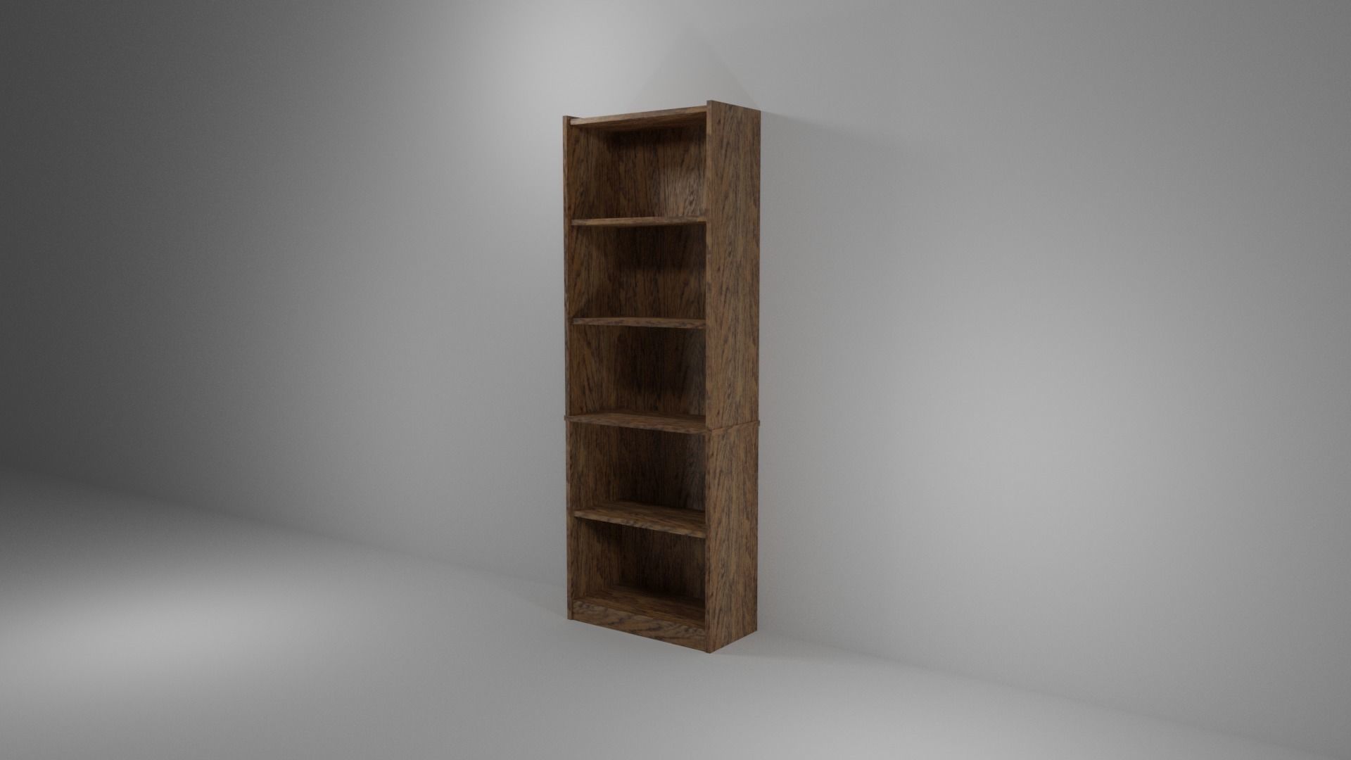Tall Oak Bookshelf Low-poly 3D model_2