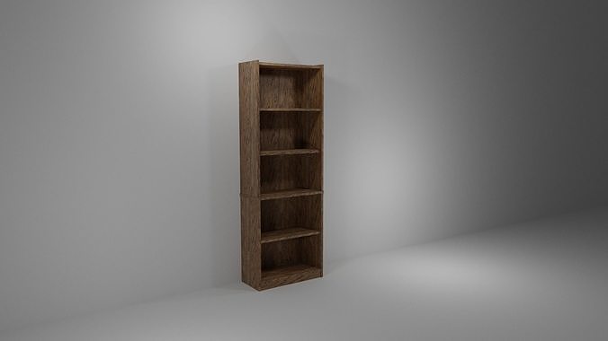 Tall Oak Bookshelf Low-poly 3D model