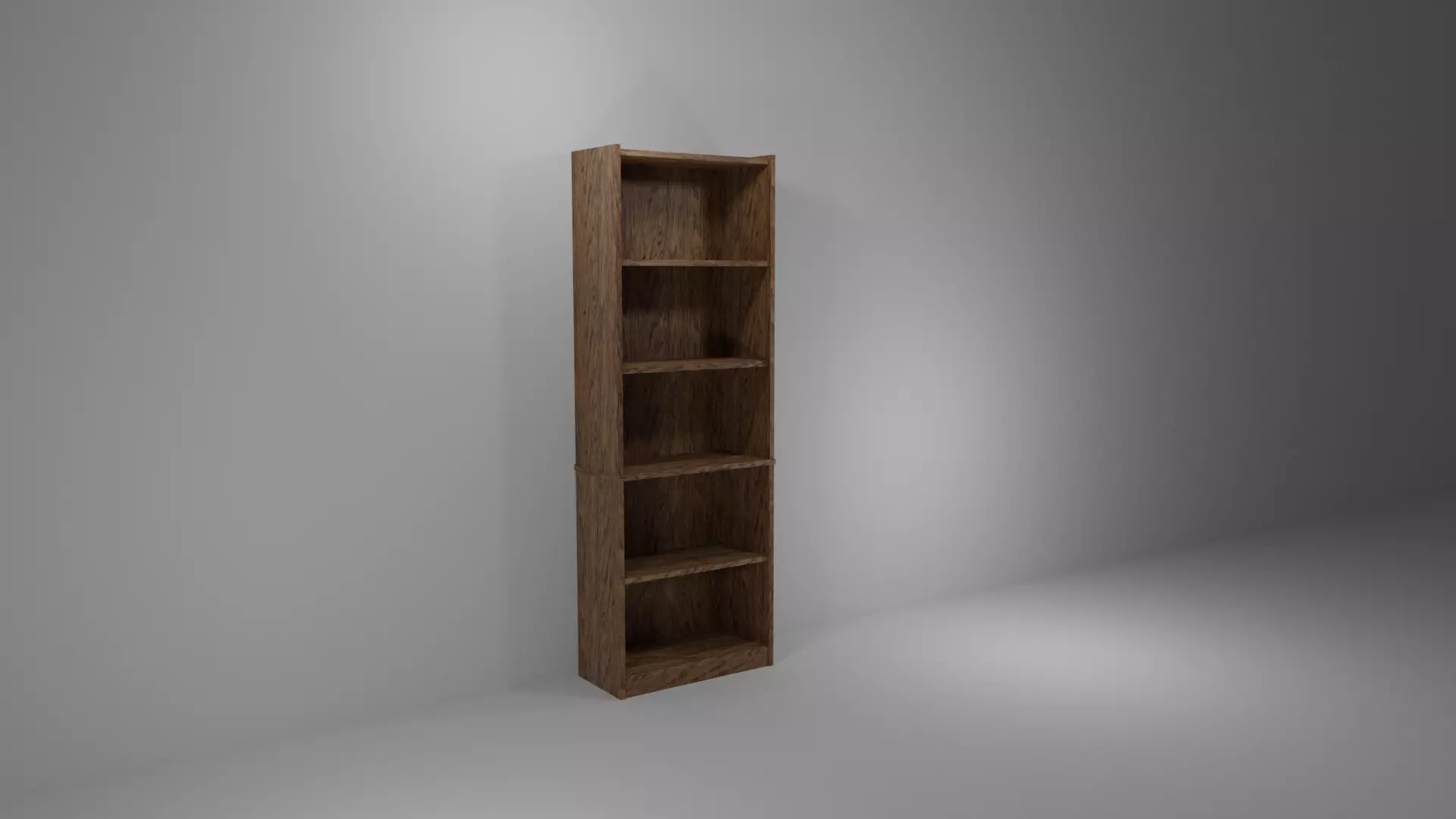 Tall Oak Bookshelf Low-poly 3D model_0