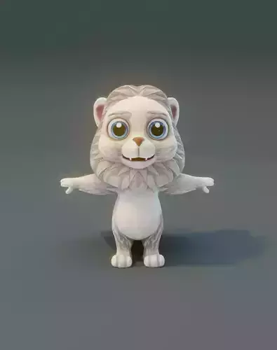 Cartoon White Lion 3D Model Low-poly 3D model