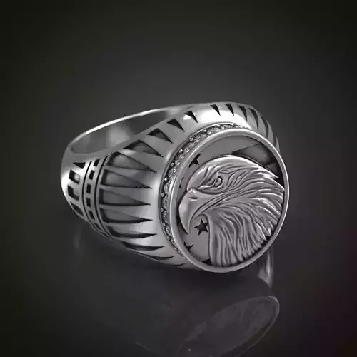 Bold eagle liberty statue ring 3D print model