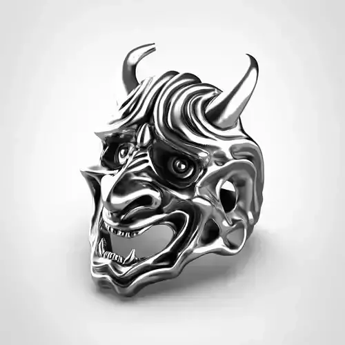 Hannya japanese mask Ring 3D print model