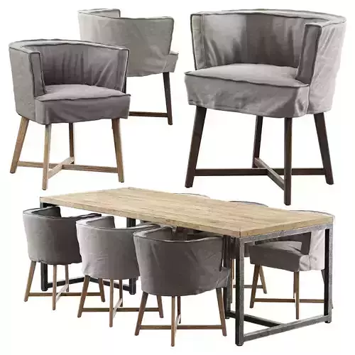 Leeff Woodie Stoel And Industrial Table