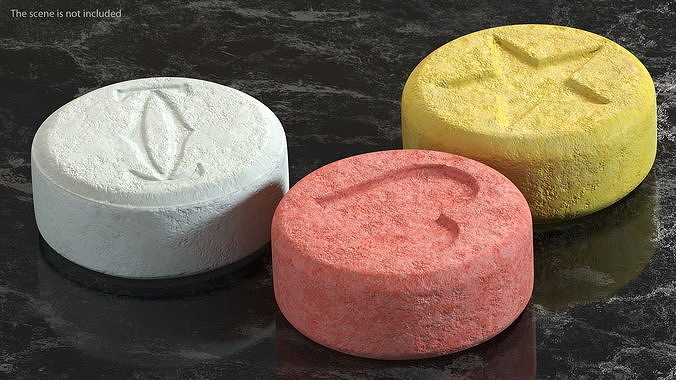 MDMA Ecstasy Tablets Set 3D model 3