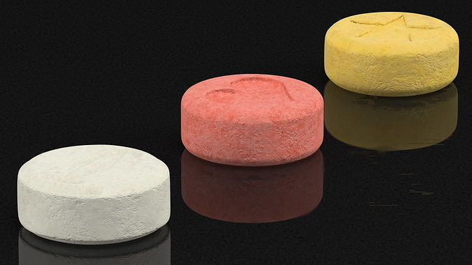 MDMA Ecstasy Tablets Set 3D model 4
