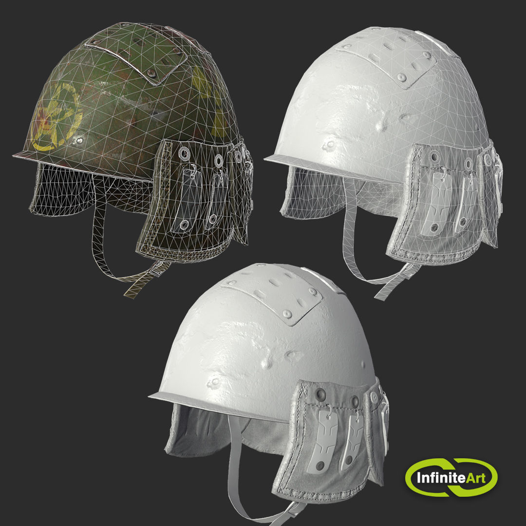 Military helmet Low-poly 3D model_3