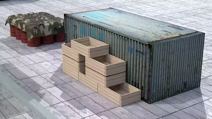 realistic container and oil barrel