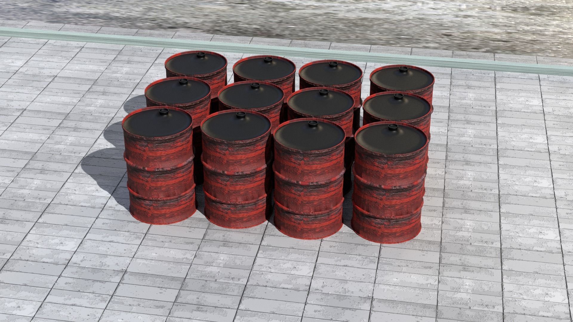 realistic container and oil barrel Free 3D model_2