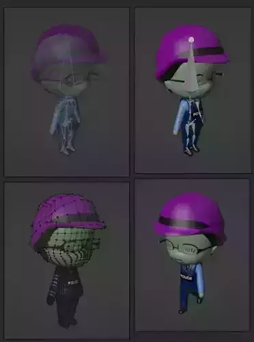 Chibi Model POLICE with Human Meta Rig Low-poly 3D model