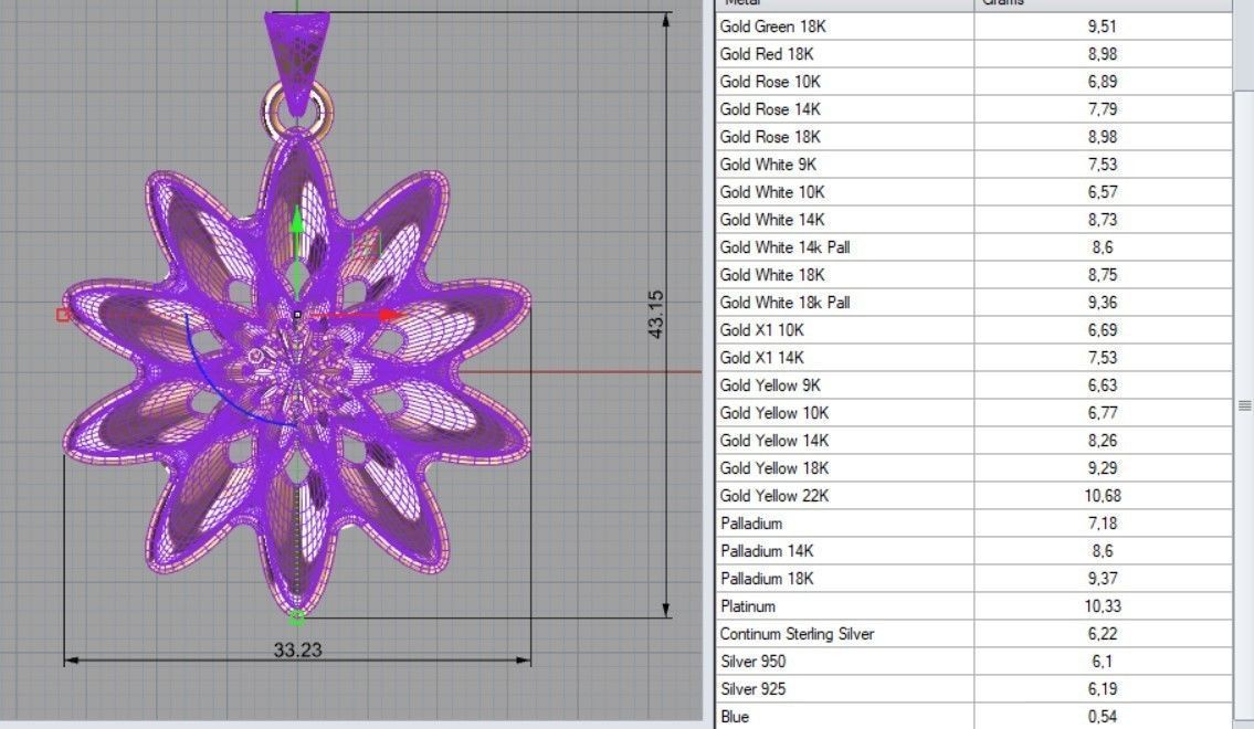 Marguerite flower pendant in rose gold 3D print model_4