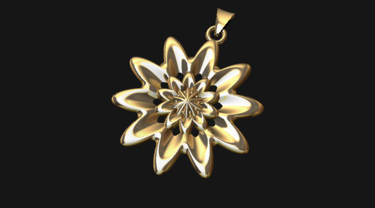 Marguerite flower pendant in rose gold 3D print model_2