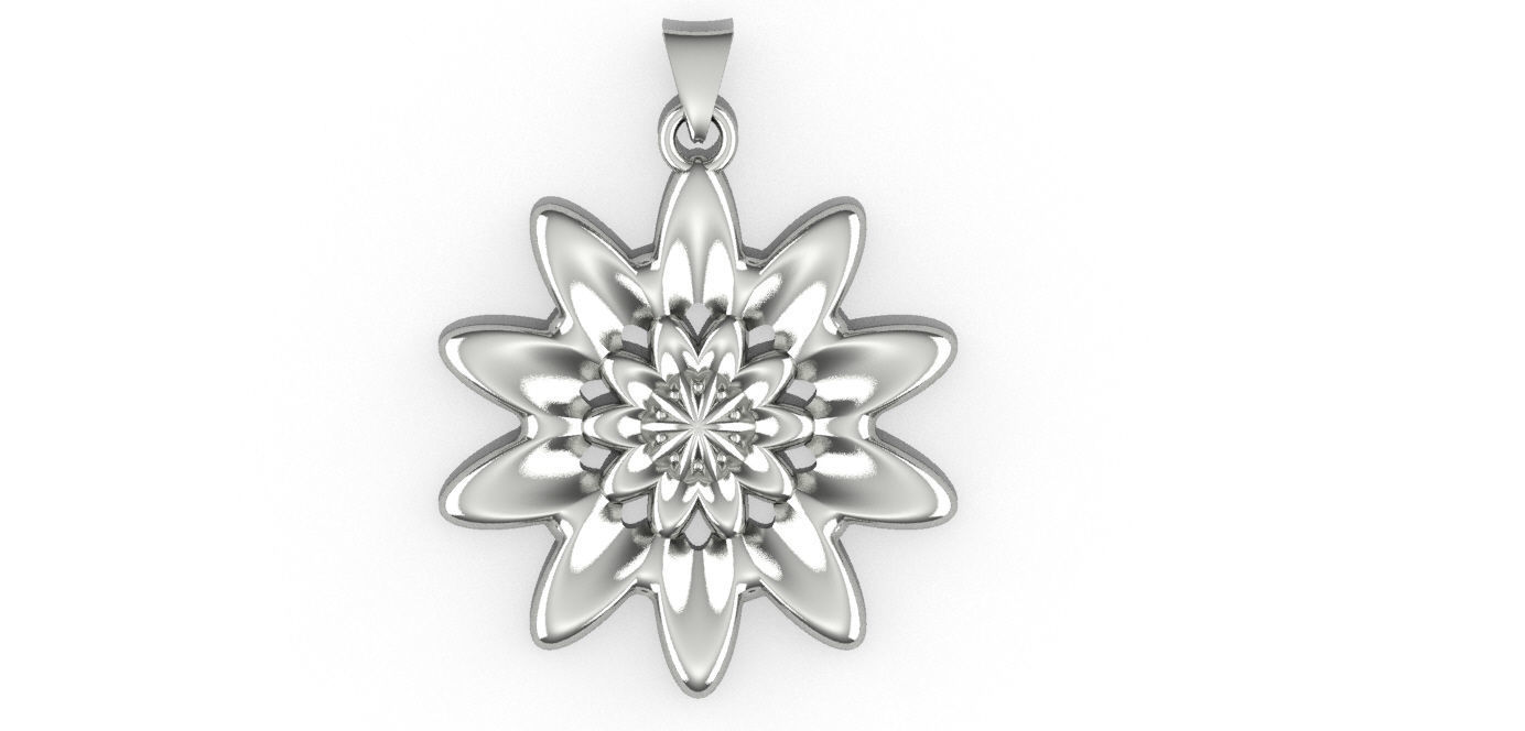 Marguerite flower pendant in rose gold 3D print model_6