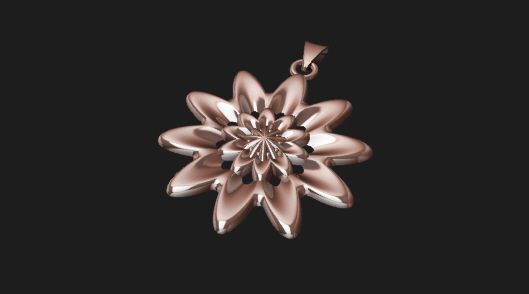 Marguerite flower pendant in rose gold 3D print model_1