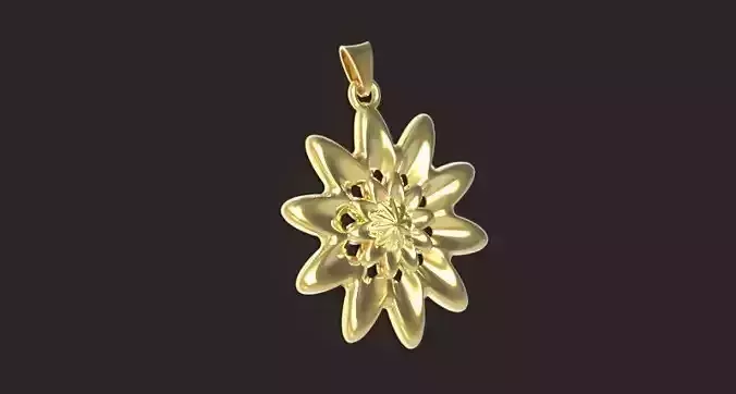 Marguerite flower pendant in rose gold 3D print model Marguerite flower pendant in rose gold 3D print model