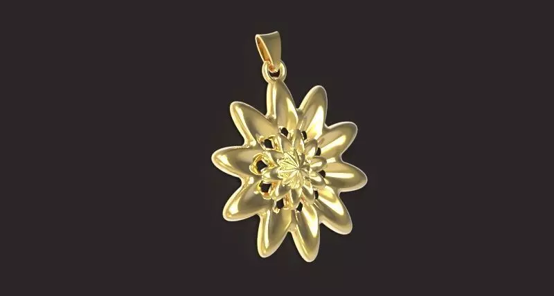 Marguerite flower pendant in rose gold 3D print model_0