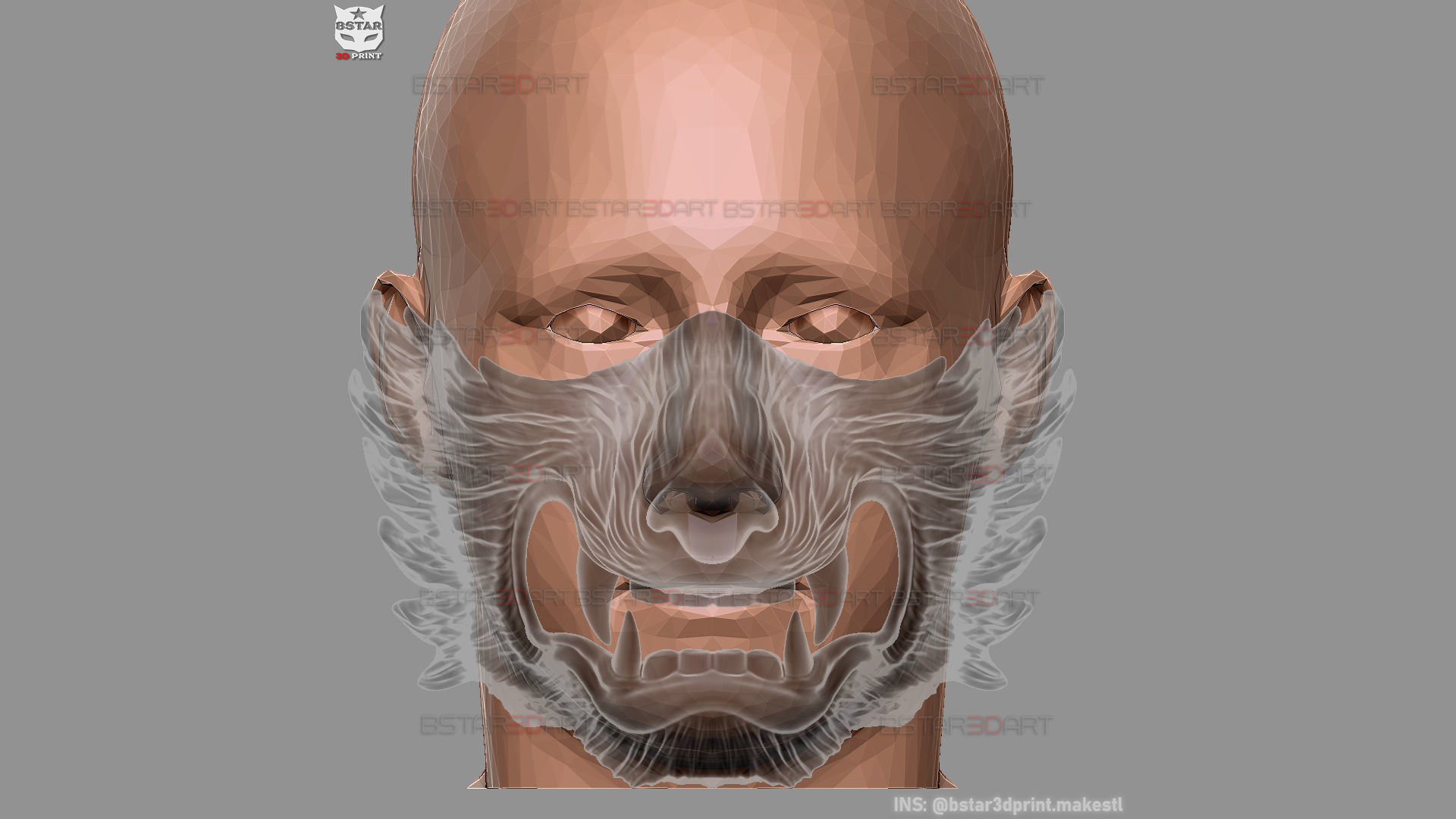 Wolf Face Mask Cosplay  - High Quality Details 3D print model_22
