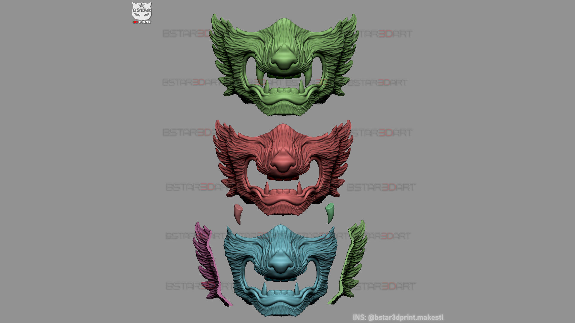 Wolf Face Mask Cosplay  - High Quality Details 3D print model_25