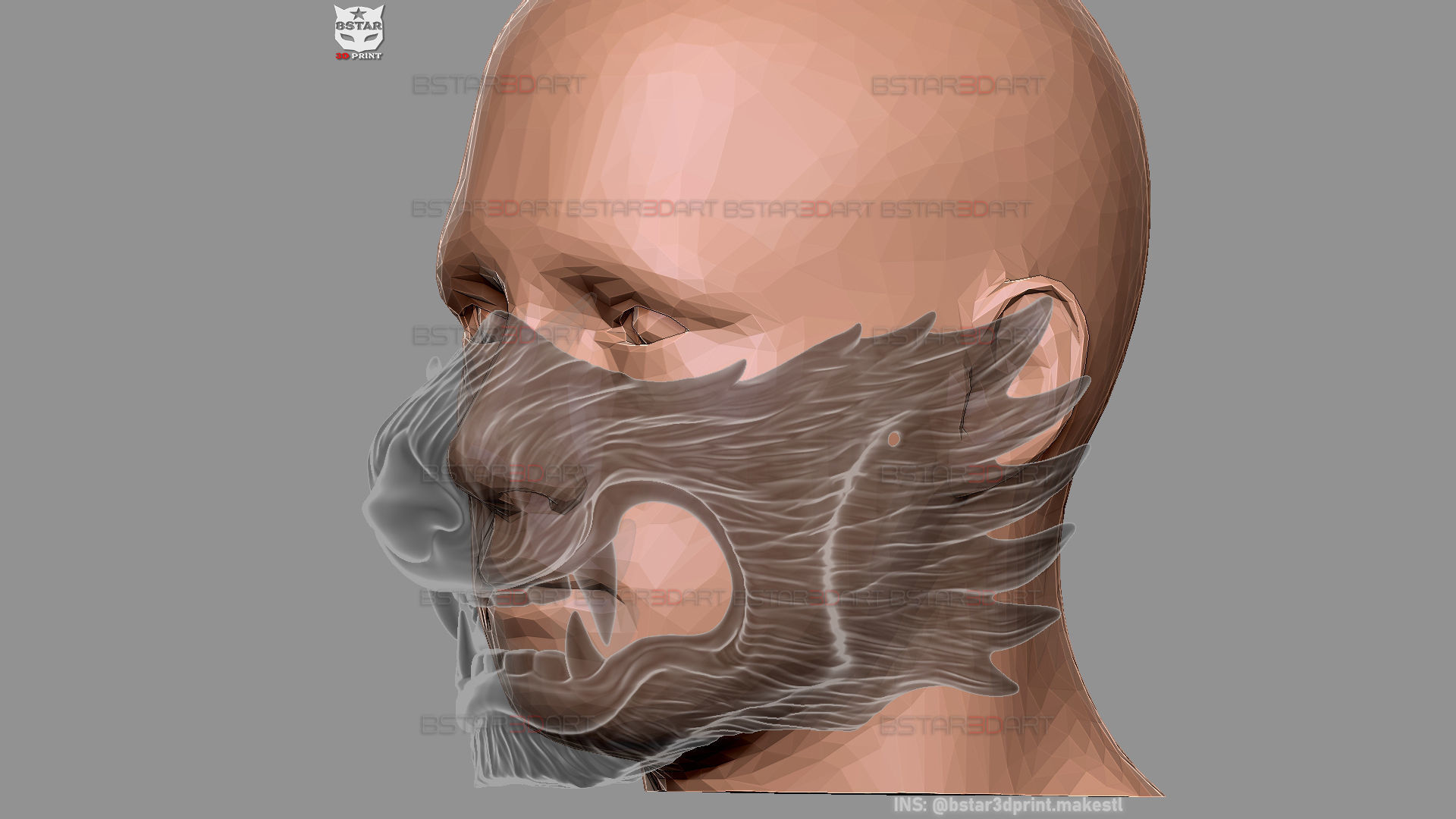 Wolf Face Mask Cosplay  - High Quality Details 3D print model_23