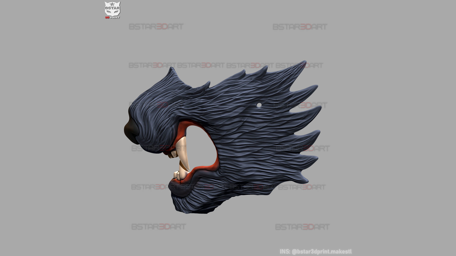 Wolf Face Mask Cosplay  - High Quality Details 3D print model_11