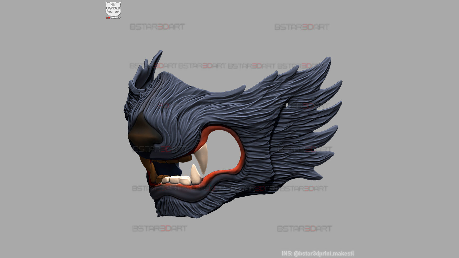 Wolf Face Mask Cosplay  - High Quality Details 3D print model_10