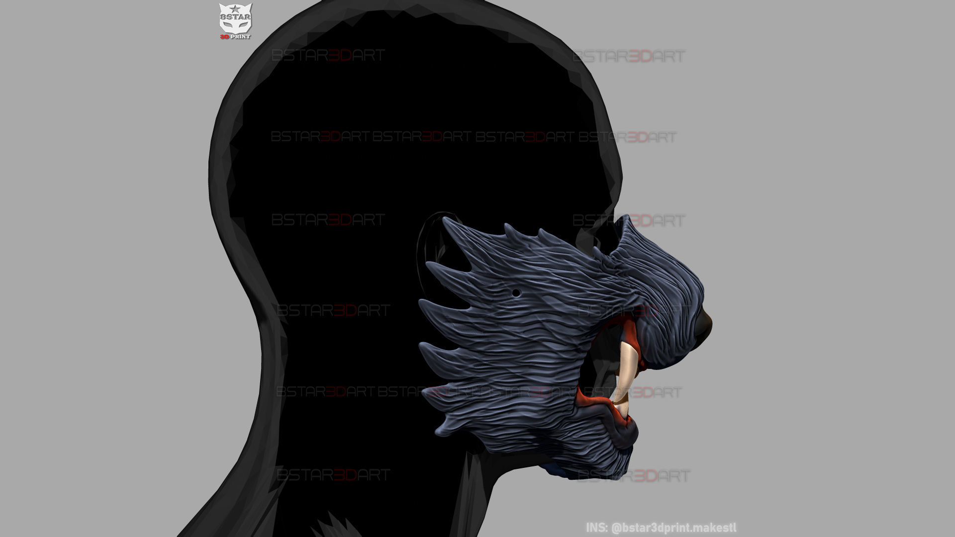 Wolf Face Mask Cosplay  - High Quality Details 3D print model_7