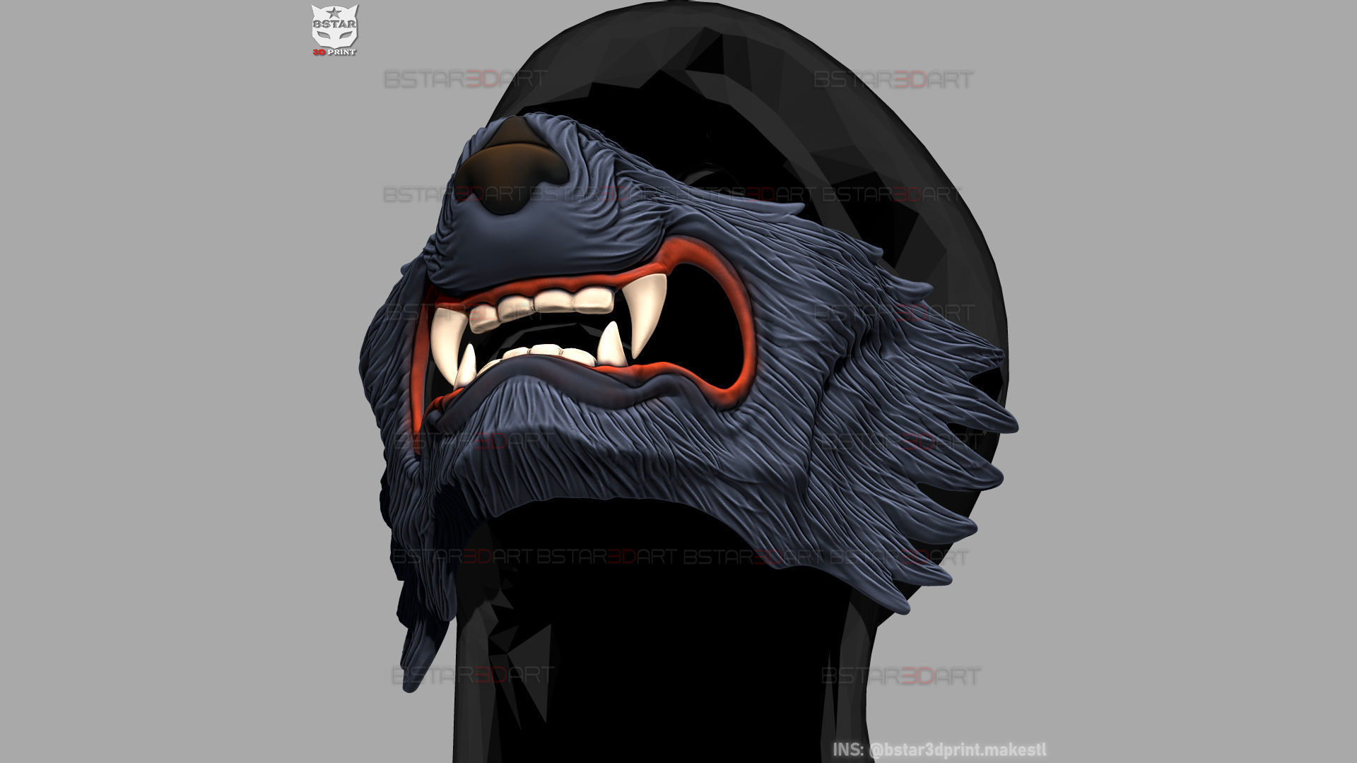 Wolf Face Mask Cosplay  - High Quality Details 3D print model_8