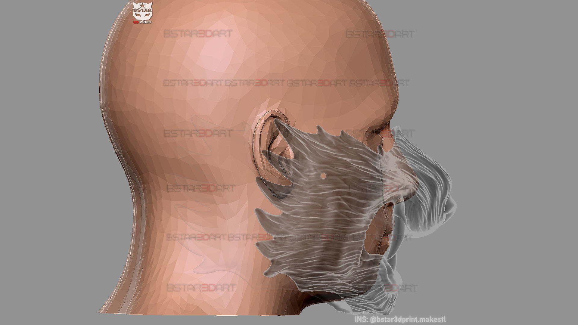 Wolf Face Mask Cosplay  - High Quality Details 3D print model_24