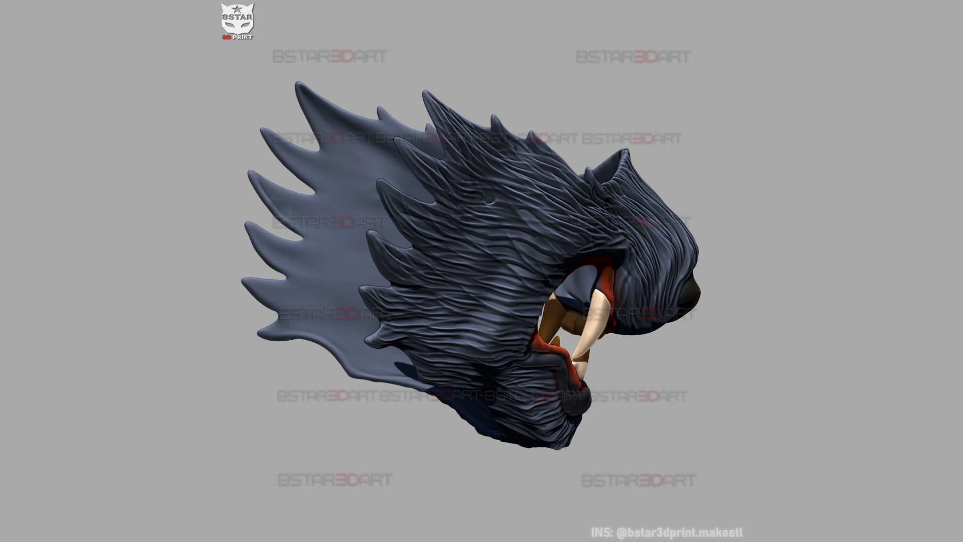 Wolf Face Mask Cosplay  - High Quality Details 3D print model_14