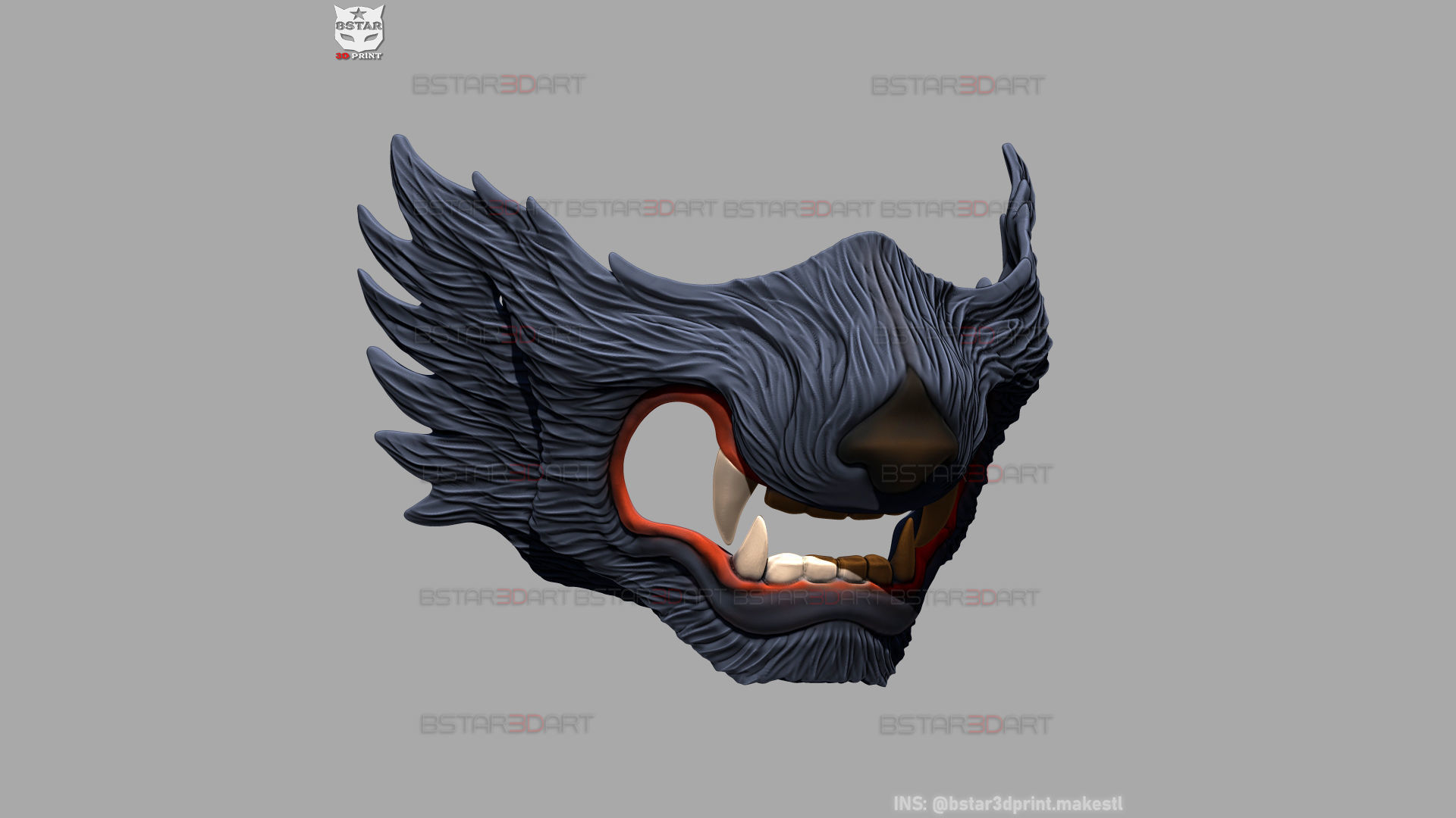 Wolf Face Mask Cosplay  - High Quality Details 3D print model_15