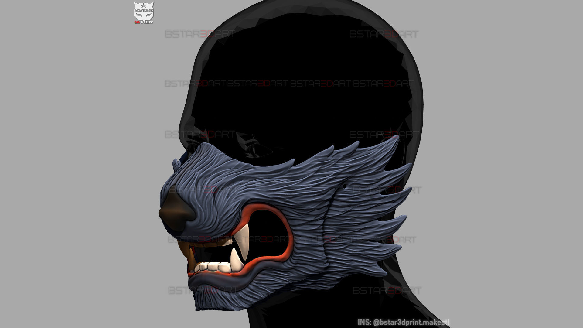 Wolf Face Mask Cosplay  - High Quality Details 3D print model_4